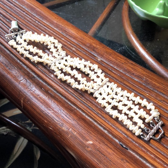 Mid Century Four Strand Rice Pearl Bracelet - Picture 2 of 8